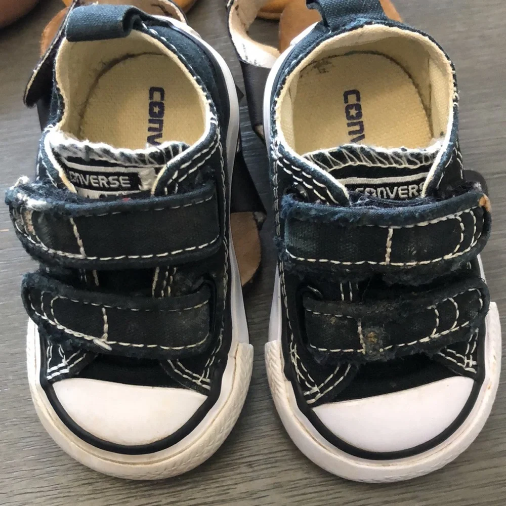 Converse Black & White Velcro Canvas Baby Sneakers